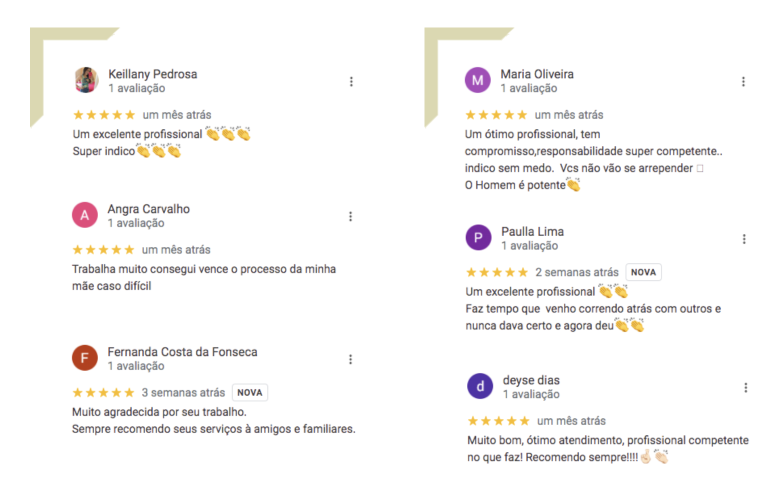 avaliações no google advogado trabalhista - maringá